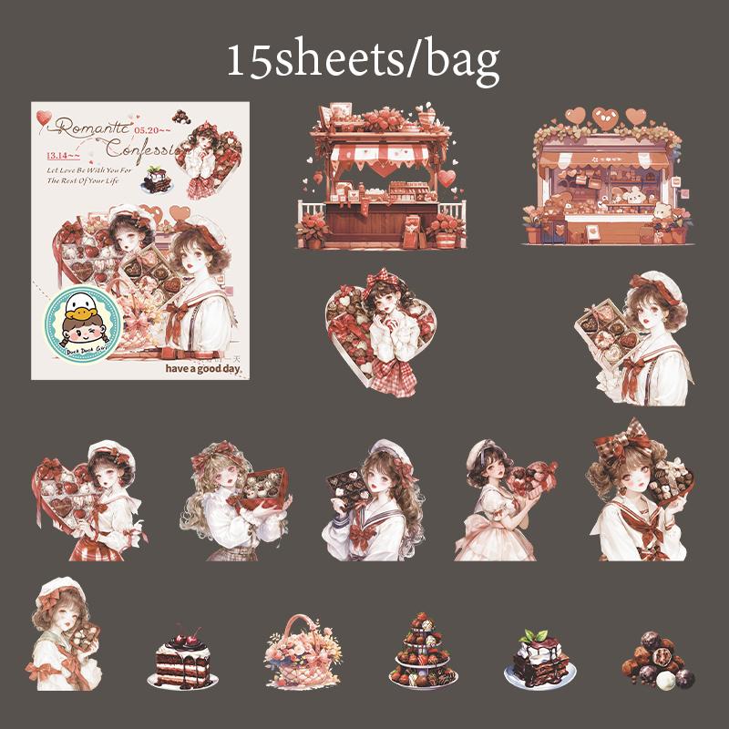 Mr Paper, 6 styles ‘Romantic Confessions’ series Valentine s Day themed PET stickers, Valentine s Confessions stickers