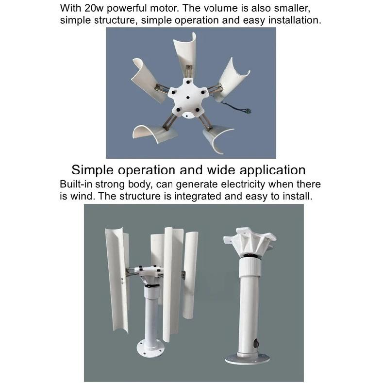 Vertical axis five blade wind turbine three-phase permanent magnet generator model windmill