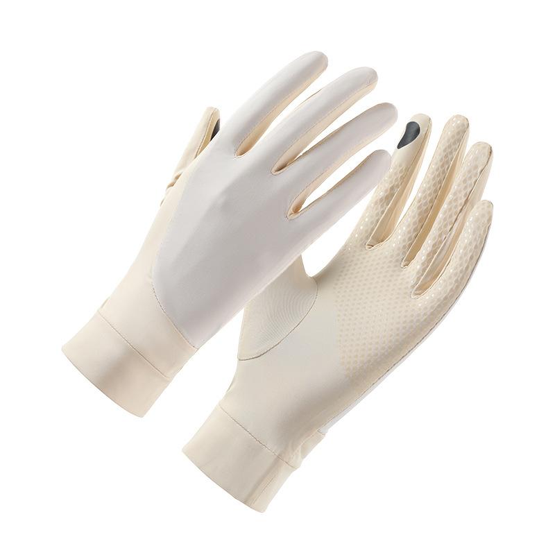 Summer Sun Protection Gloves for Women's UV Color Blocking Anti Slip Driving Ice Silk Outdoor Riding Sports Thin Gloves