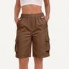 Damen High Waist Lockere Cargo-Shorts mit Taschen Weiter Bein Outdoor Wandershorts Lässige Leichte Unterteile für den Sommer