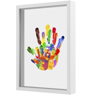 Familien-Handabdruck-Set Klar DIY Handgemachtes Andenken Holzrahmen Neugeborenen-Andenken Baby-Handabdruck- und Fußabdruck-Set für Eltern