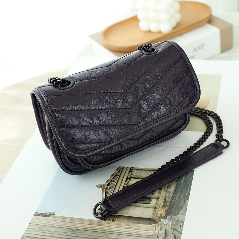 Classic Versatile Pleated Hobo Chain Bag - Large Capacity Women s Crossbody Shoulder Bag 18x6x12 cm фиолетовый