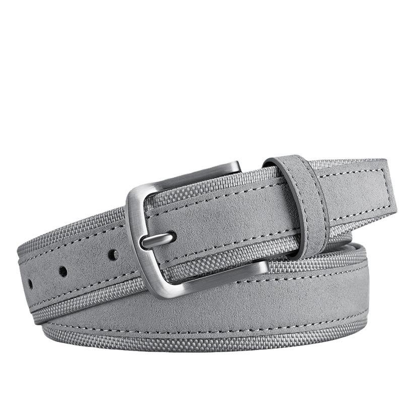 Belt Creative Fleece Leather Men'S Belt, Pin Buckle Trendy Pants Leather Goods Oxford Cloth Men'S Belt