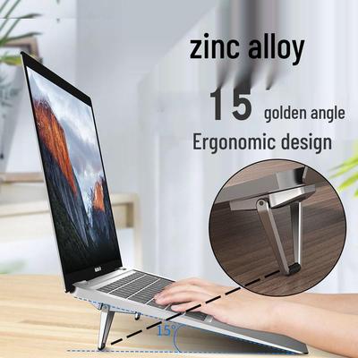 Soporte Plegable para Portátil de Aleación de Zinc Invisible: Portátil, Ajustable en Altura y Amigable para Escritorio