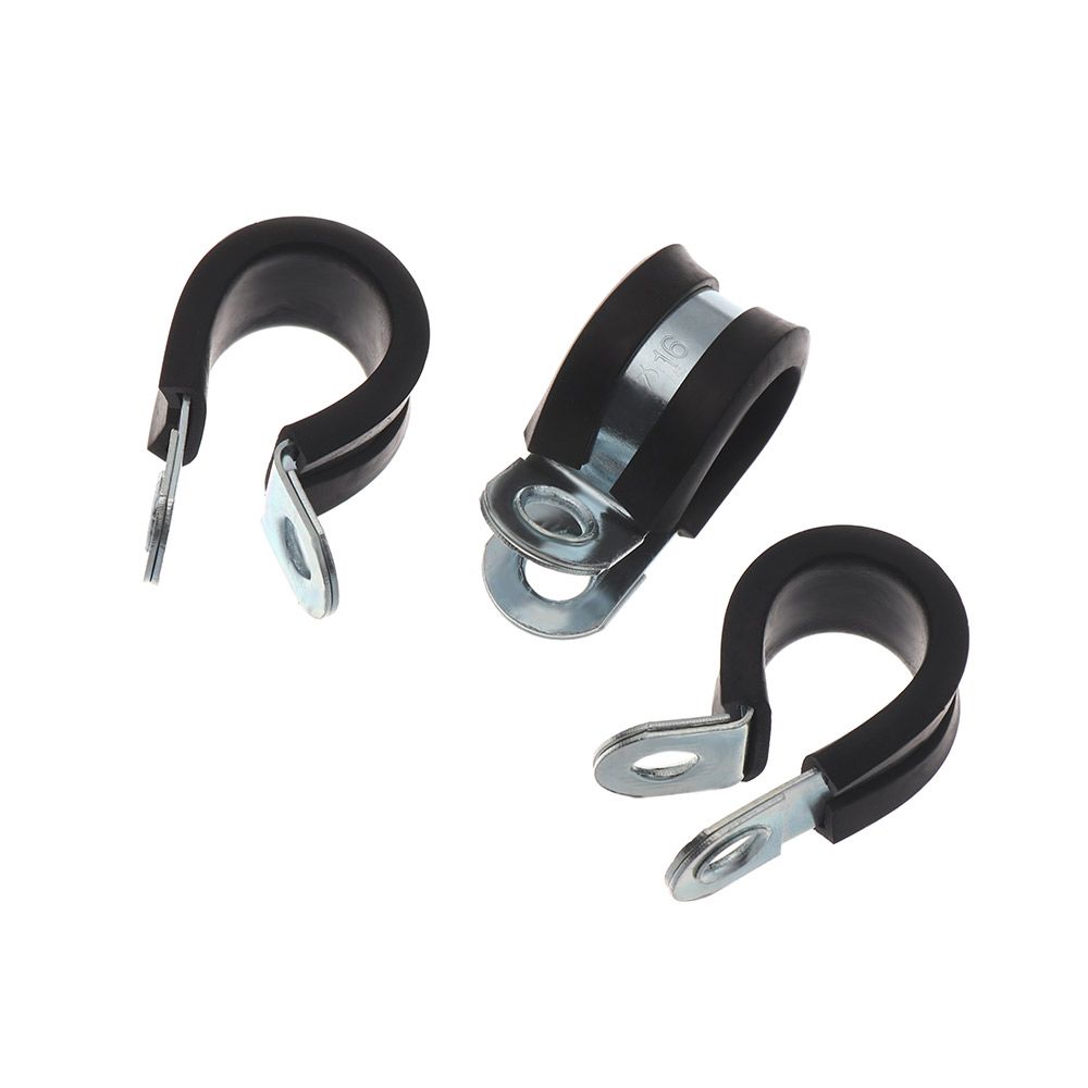 10Pcs High quality Useful Electrical Fittings Metal Pipe Mounting Fix Rubber Lined P Clips Cable Fasteners Wiring Hose Clamp