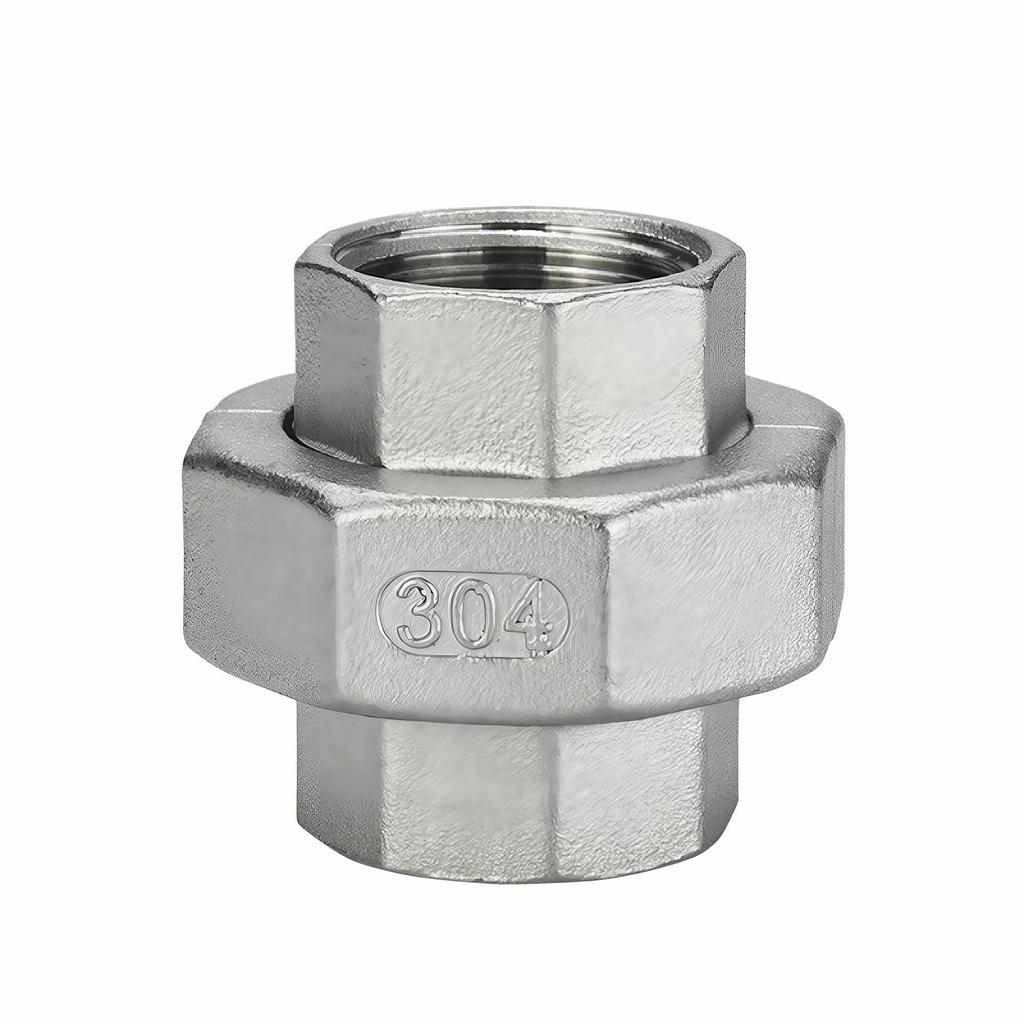 304 Stainless Steel Male Thread Union Flat Face Internal Joint Water Pipe Fitting with Soft Seal Oil Nipple, DN15 DN20.