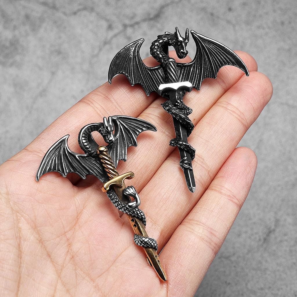 Dragon Slaying Sword Men Necklaces Stainless Steel Pendant Chain Women Punk Fashion Jewelry New Accessories Gifts