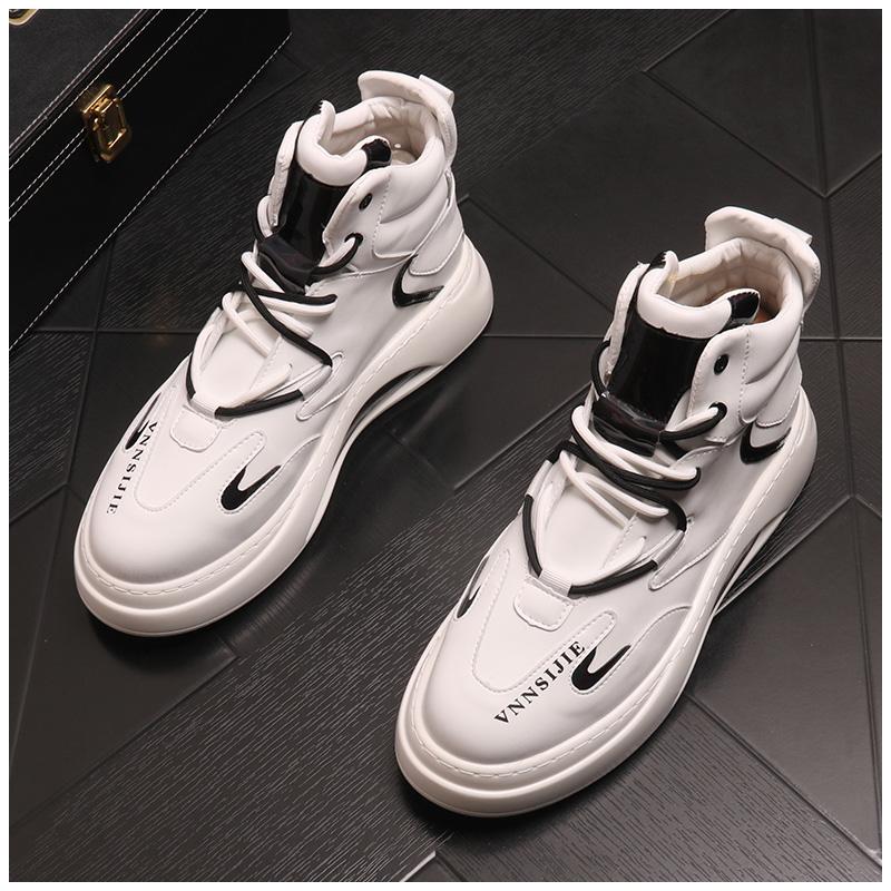 

Молодежные белые мужские кроссовки, трендовые высокие туфли на платформе для мужчин 2024 года, дизайнерская вулканизированная обувь, брендовые кроссовки, повседневная обувь 38