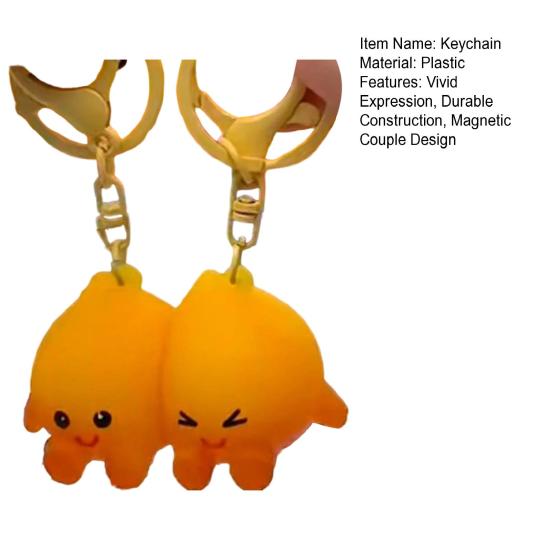 1 Paar Schlüsselanhänger Magnetisches Flammen-Design Magnetische Saugkraft Schlüsselanhänger Lebhafter Ausdruck Paargeschenk Taschenzubehör