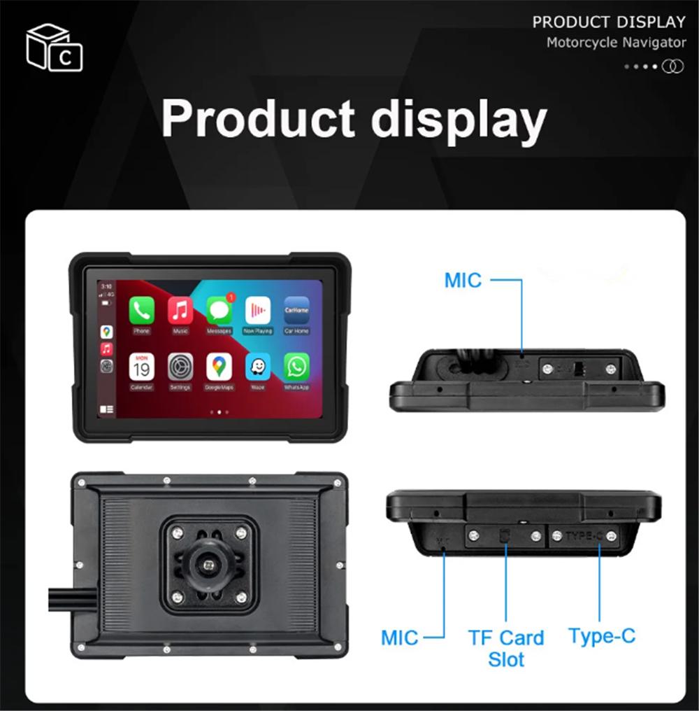 Universal 5" HD Touchscreen Motorrad Navigator Bildschirm Für Wireless Carplay