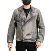 Men's Plus Size Retro Denim Jacket with Turn-Down Collar and Multi-Pockets for Spring