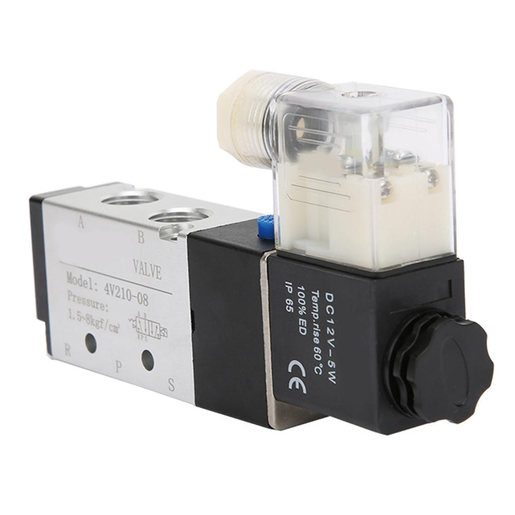 4V210 08 Solenoid Air Valve 2 Position 5 Port Pneumatic Control Valve (DC12V)