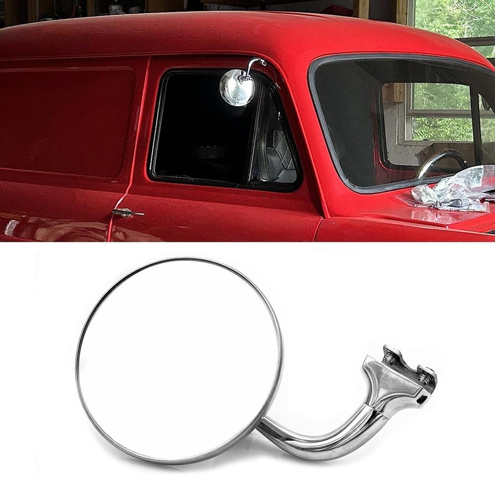 Vintage Classic Car Silver Round Side Mirror Stainless Steel Retro Side Mirror External Car Accessories