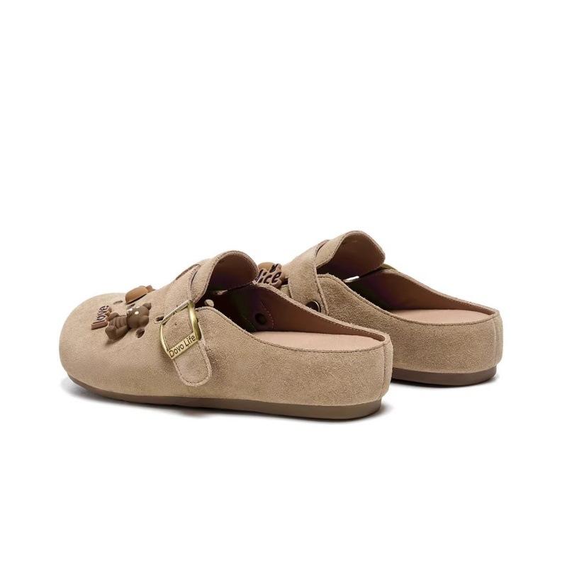 Thick-soled Bag Head Half Slippers, Wearing Hole Shoes Outside, Women's Spring 2025 New Lazy One-pedal Flat-bottomed Cool Slippers