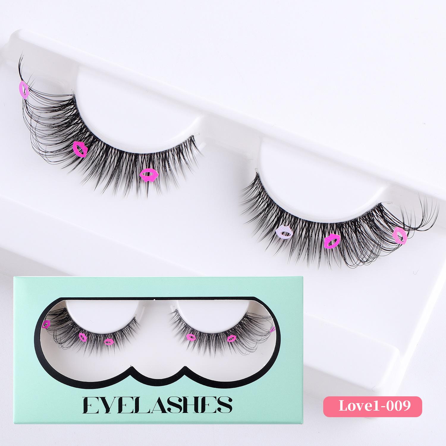 

1 Pair Of Valentine S Day Decorative False Eyelashes, Natural Soft, Transparent Stem, End Of Eye, Extended Eyelashes