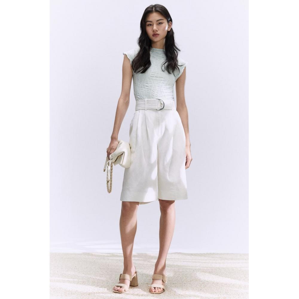 

H M Jacquard Jersey Top Pale Turquoise