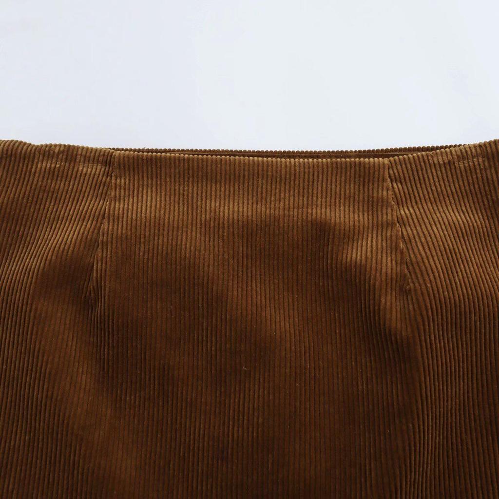 2024 Winter Women's European-American Style Corduroy Mid-Waist Mini Skirt