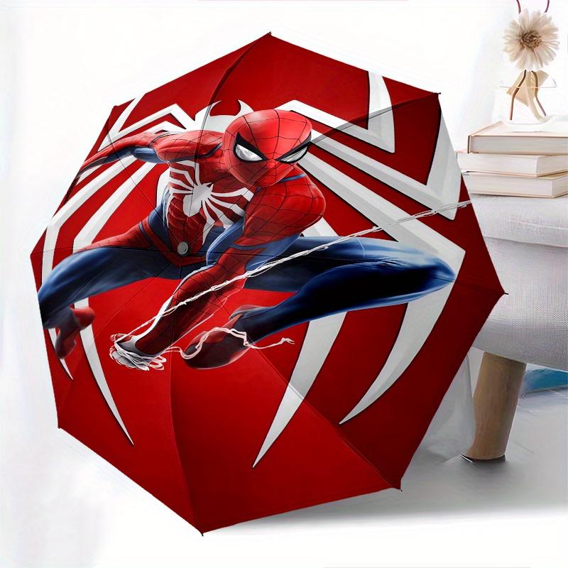 Spider Man Automatic Opening and Closing Umbrella 8 Ribs Windproof Portable Folding Umbrella with Plastic Handle, Suitable for Casual and