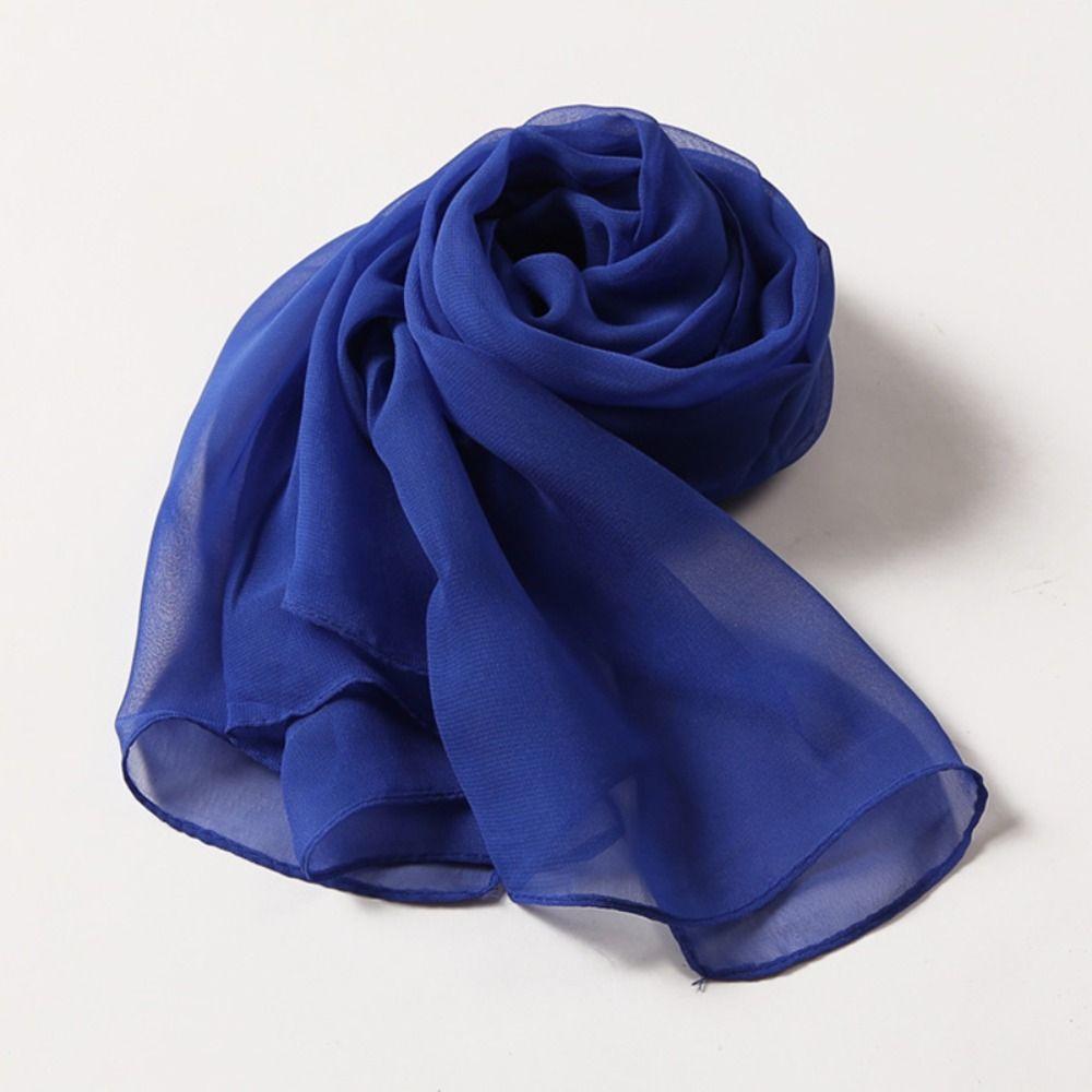 Fashion Chiffon Women Scarf Thin Solid Color Long Shawls and Wraps Soft Breathable Beach Sunscreen Hijab