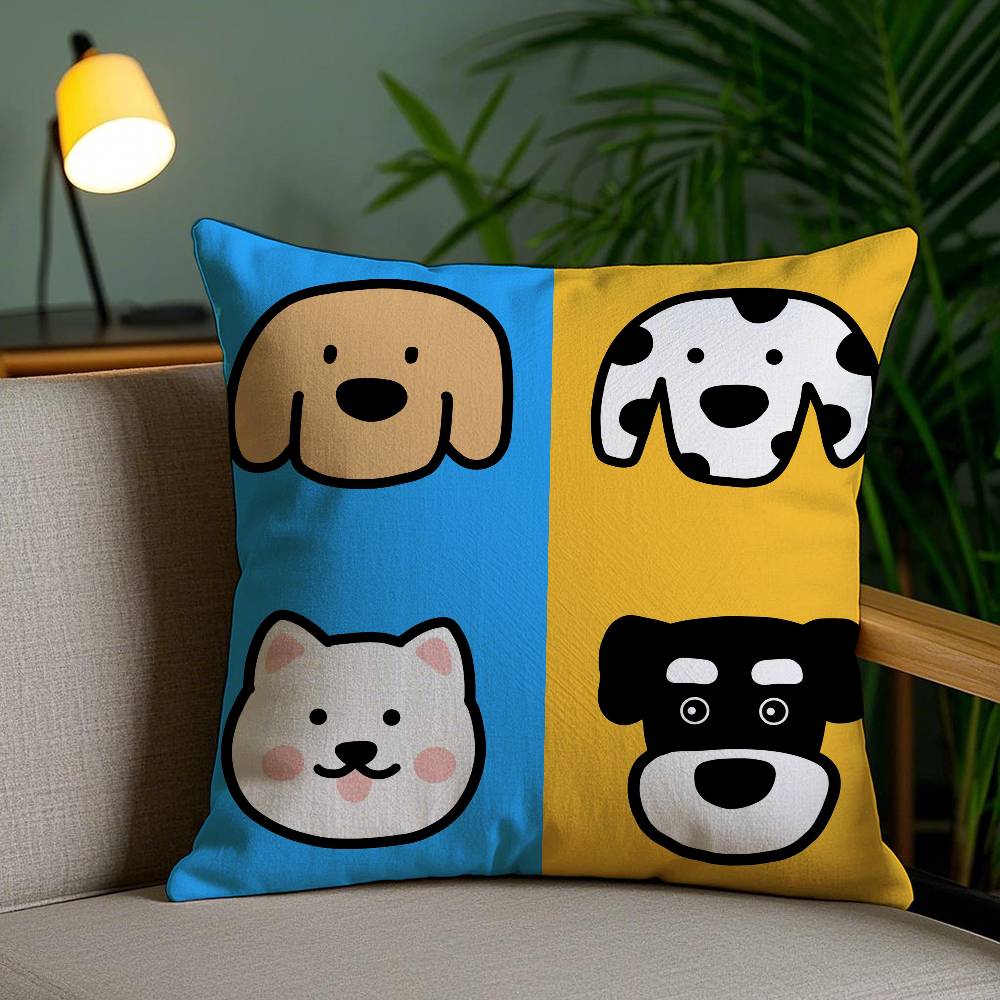 Four-Point Cute Cartoon Dog Pictures Pillow Case Anti-dustmite Pillowcase Invisible Zipper Silky Short Plush Sofa Cushion Cover