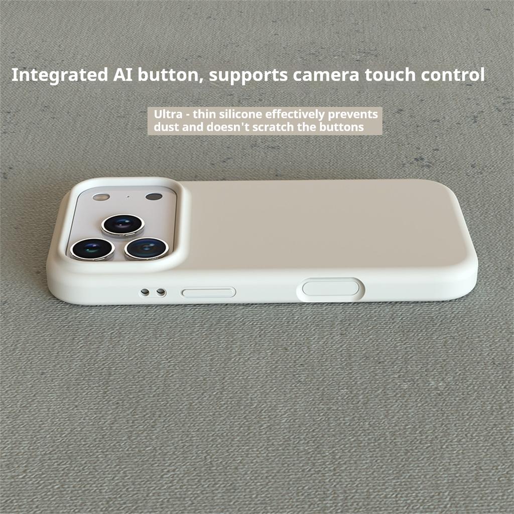 Soft Touch Liquid Silicone Case for iPhone 17 Series - Anti-Scratch Protective Cover with Colorful Flowing Light & AI Button