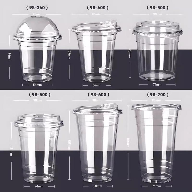 ZISIZ PET Disposable Cold Drink & Coffee Cups with Lids