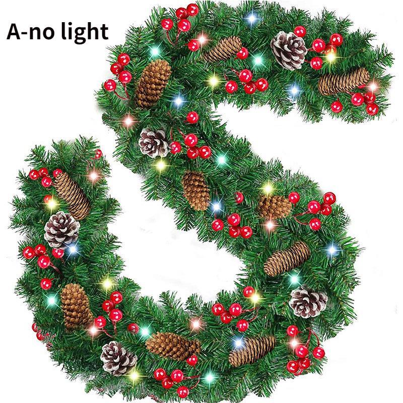 2.7m PVC Christmas Decoration Pine Cone Berry Cane Artificial Rattan for Party Mall Door Hanging Decoration New Year Christmas