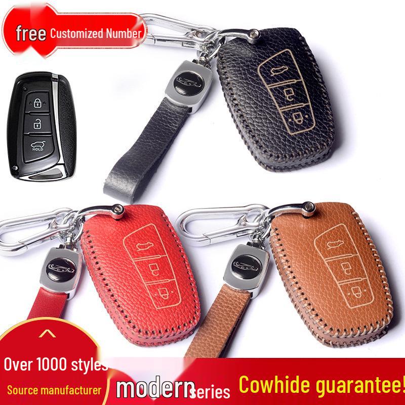 Hyundai Key Protection Leather Cover for Santa Fe, Genesis, Azera, Veloster, Launs Coupe