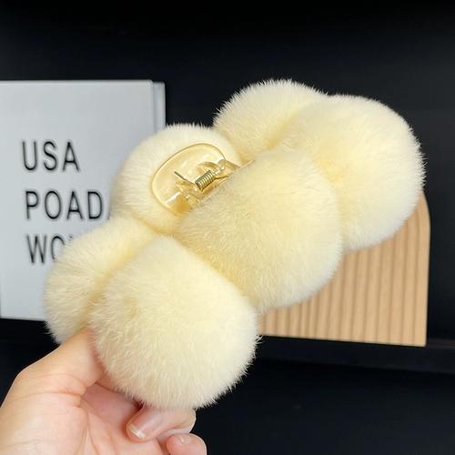 Pinza para el pelo con bola de piel de conejo Rex, pinza para el pelo con agarre de felpa para otoño e invierno, pinza para el pelo con cabeza grande de tiburón, tocado para el pelo de Corea