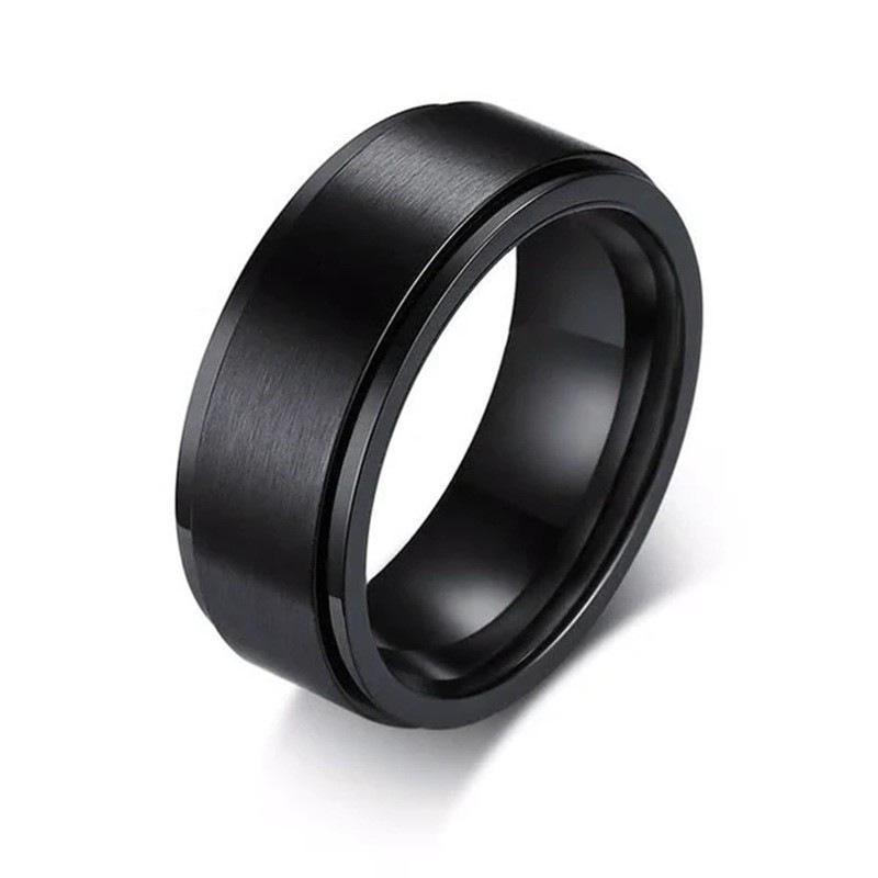Simple 8mm Anxiety Fidget Spinner Rings for Men Women Cool Stainless Steel Spinning Rotatable Rings Anti Stress Wedding Jewelry