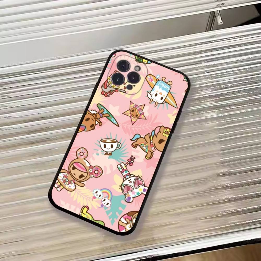 Japan T-Tokidokis Phone Case For iPhone 17,16,15,14,13,12,11 Plus,Pro Max,XS,Soft Silicone Black Cover