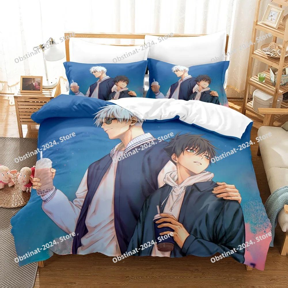 Jujutsu Kaisen Bedding Set Yuji Itadori Gojo Satoru Printed Duvet Cover Sheet Pillowcase Soft Quilt Cover Full Queen King Size