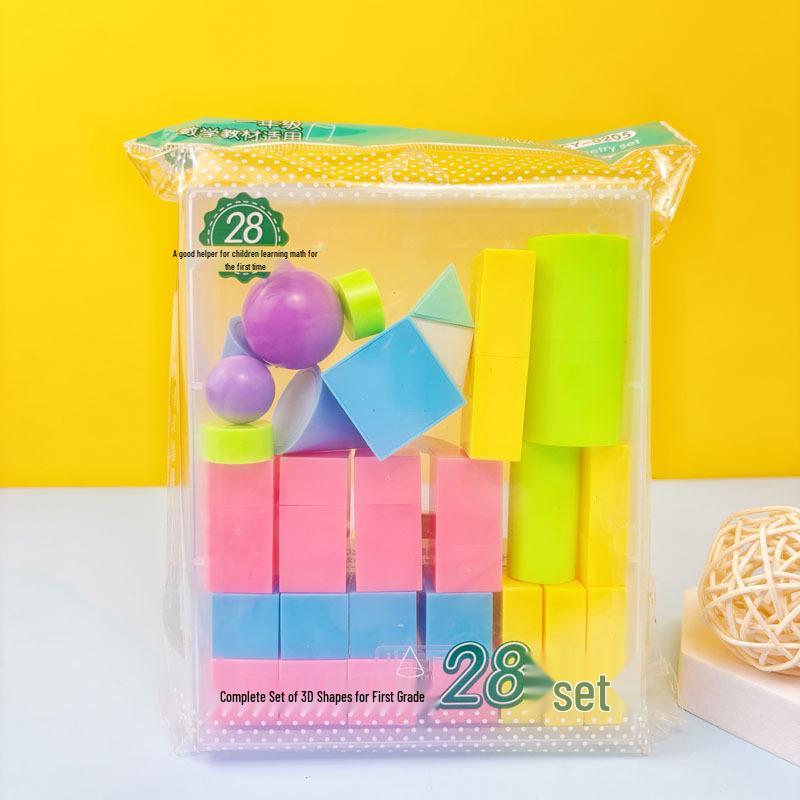 Little Kani 0205 Geometric Shapes Teaching Set: Cube, Rectangular Prism, Sphere, Solid Figures Blocks