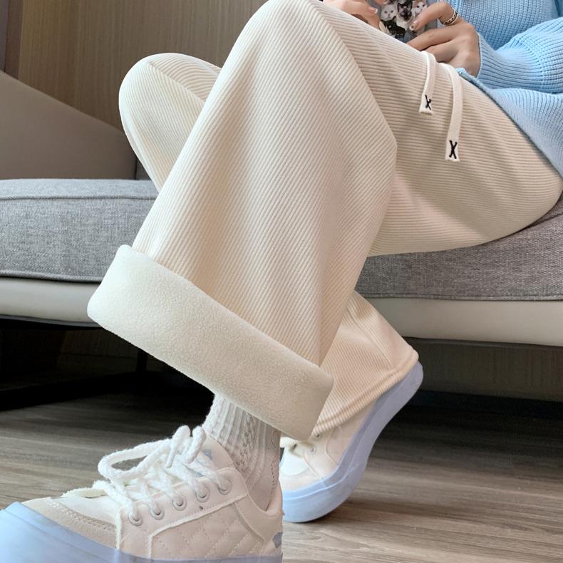 Butterfly Logo, High Waist, Loose and Flowing Figure, Casual and Loose Straight Tube, Slimming and Wide Leg Pants for Women