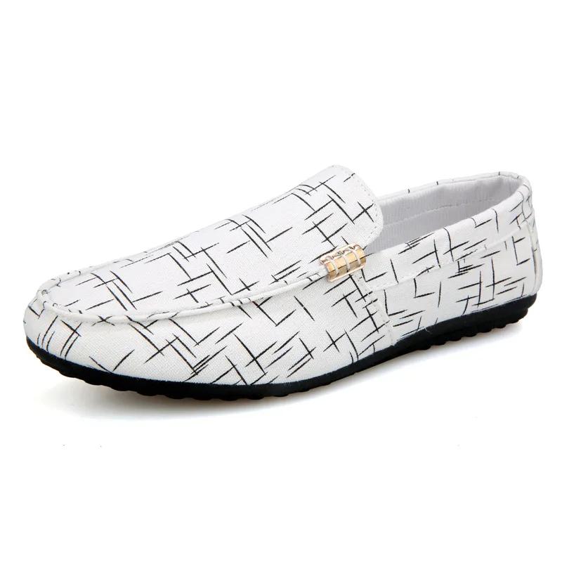 Fashion Men's Loafers Comfortable Flat Casual Shoes Men Breathable Slip-On Soft Leather Driving Shoes Moccasins Chaussure Hommes Canvas