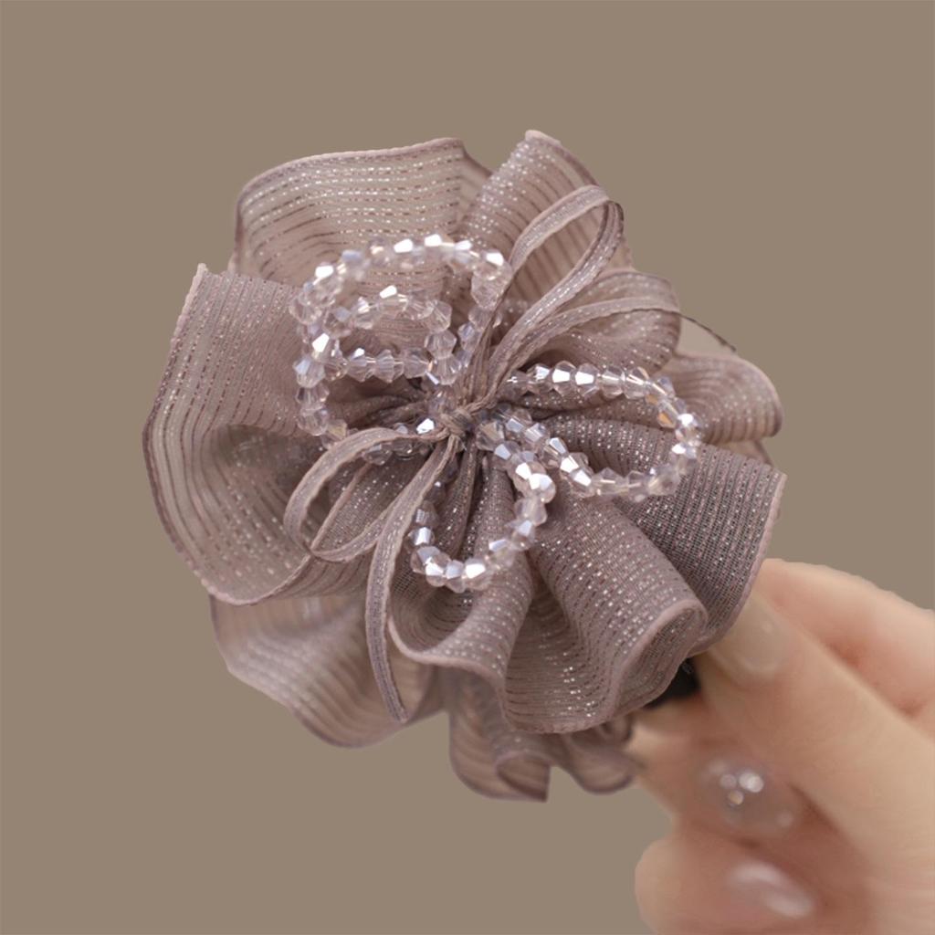 Korean Pleated Crystal Bun Clip for Women - Voluminous Updo Hair Accessory 2026