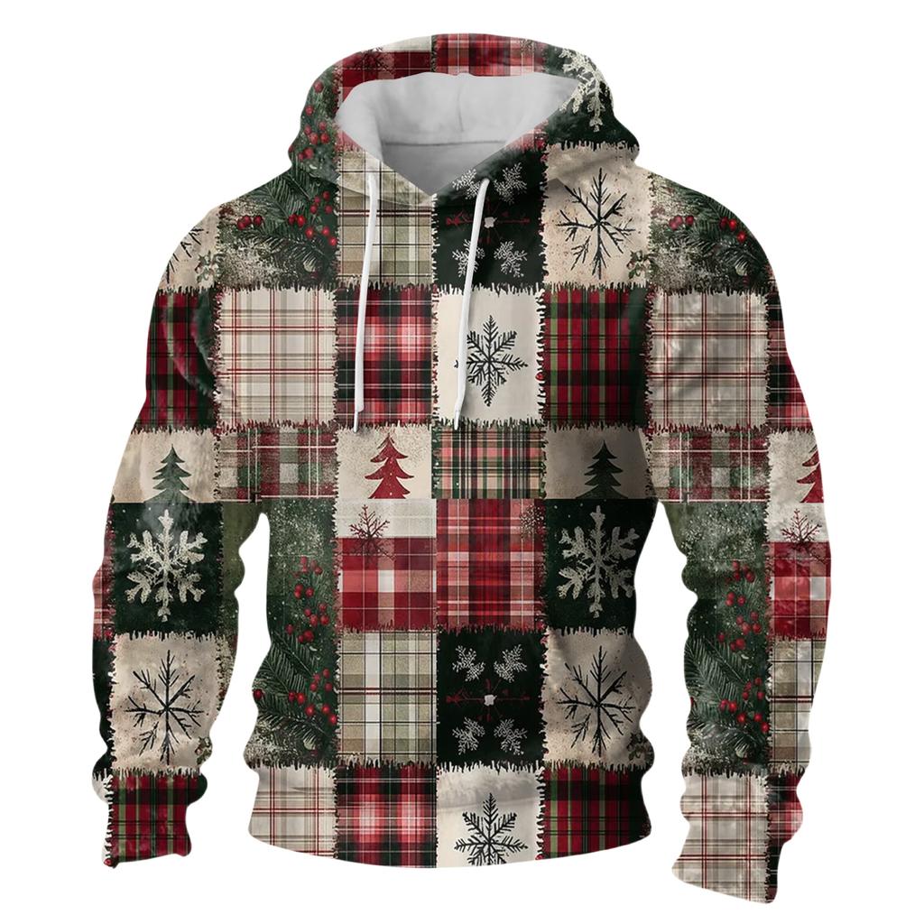 Men's Long-Sleeve Casual Flannel Hooded Sweatshirt