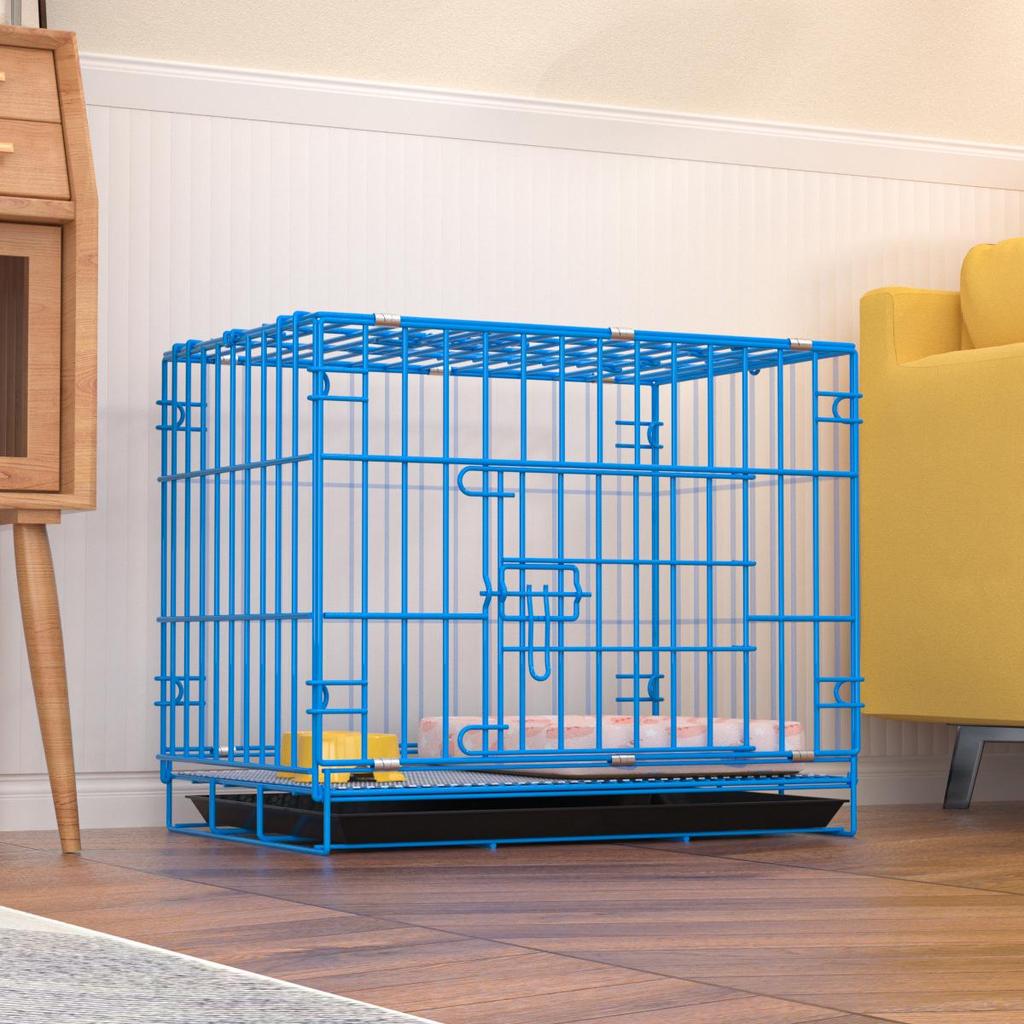 Foldable Metal Dog & Cat Cage for Home, Indoor/Outdoor, Car or Rescue Use