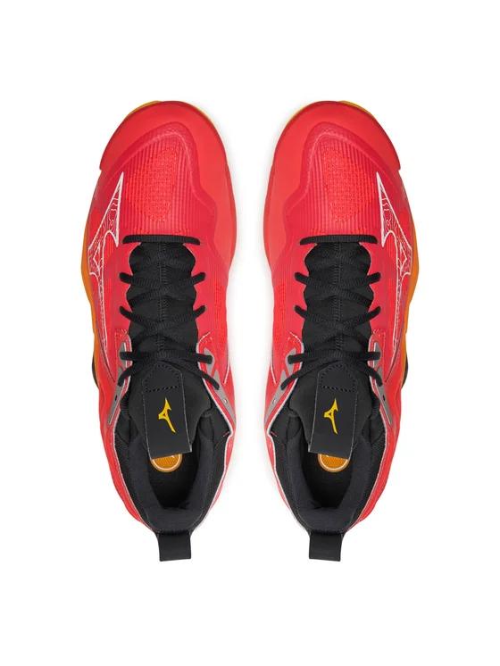 Sports Shoes Mizuno radiant red / white / carrot curl Wave Momentum 3
