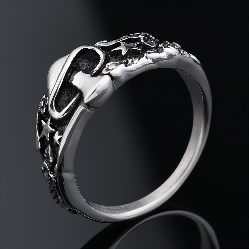 Trendy Retro Mushroom Star Ring Stainless Steel Fashion Jewelry for Women Men