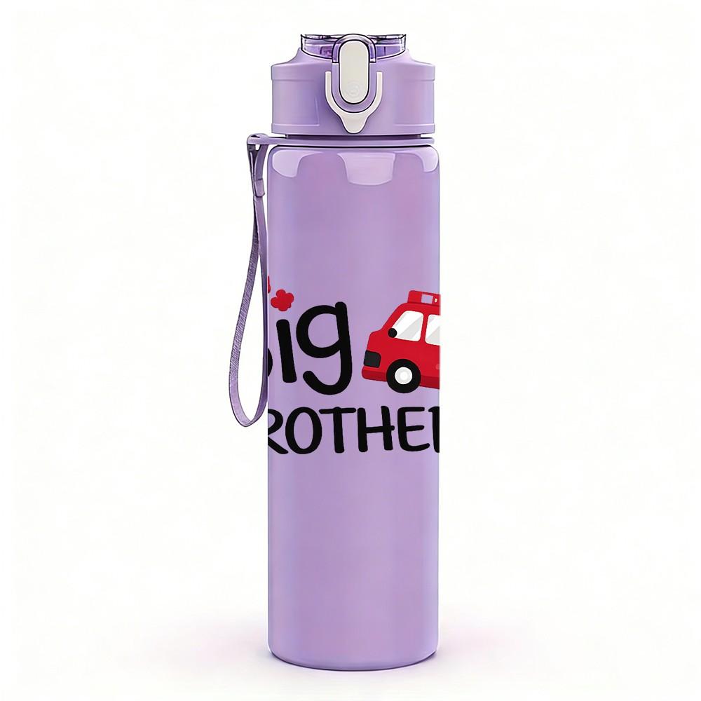 1PC Big Brother Truck Kid Slogan Print 750ml Color Plastic Sports Water Bottle Leakproof Flip Straw Lid Suitable for Sports Office Home Use