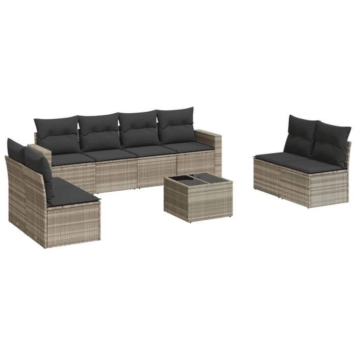 VidaXL Garden Lounge Set with Cushions 9 Pcs, Sofas with Adjustable Feet, Outdoor Furniture Set Patio Terrace, 3251199