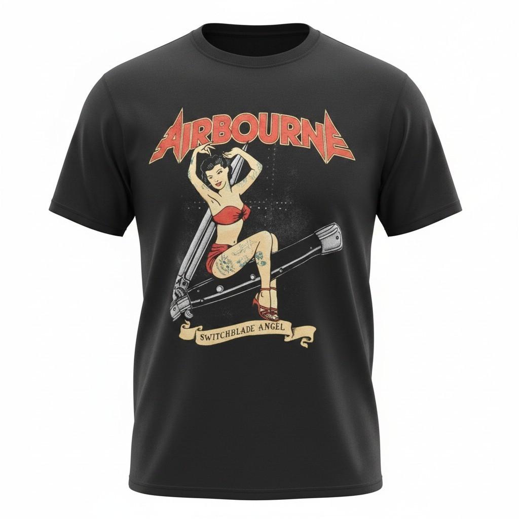 Rare Airbourne Tshirt Double Sided Size XL See Photos A1683 XXL