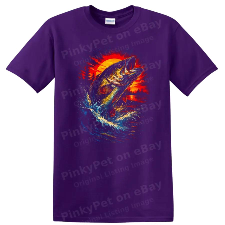 Fish Jumping T Shirt Sunset Water Adventure Fishing Lover Tee
