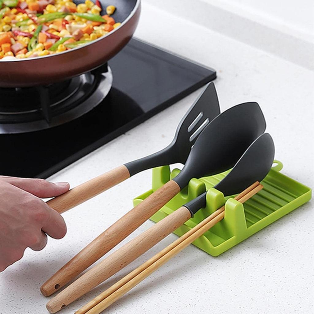 Multifunction Kitchen Spatula Rack Non- Silicone Mat Plastic Stand