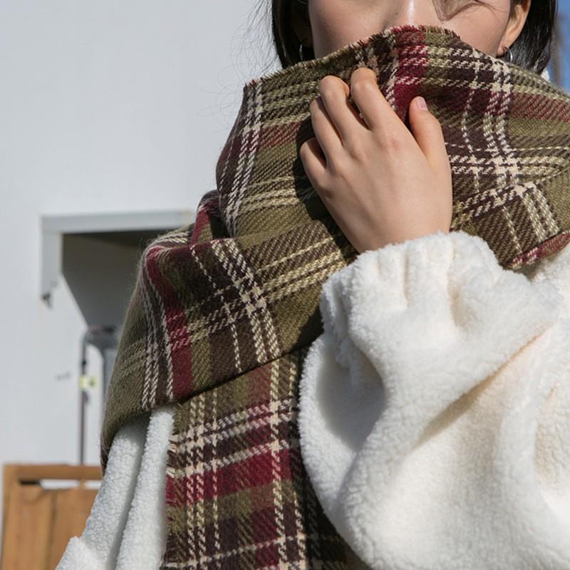 Double-sided plaid scarf women s autumn and winter fashion British style classic ins versatile long thickened warm shawl men 185