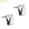 Couple Wedding Paint Plated Silver Metal Copper Cufflinks Men's French