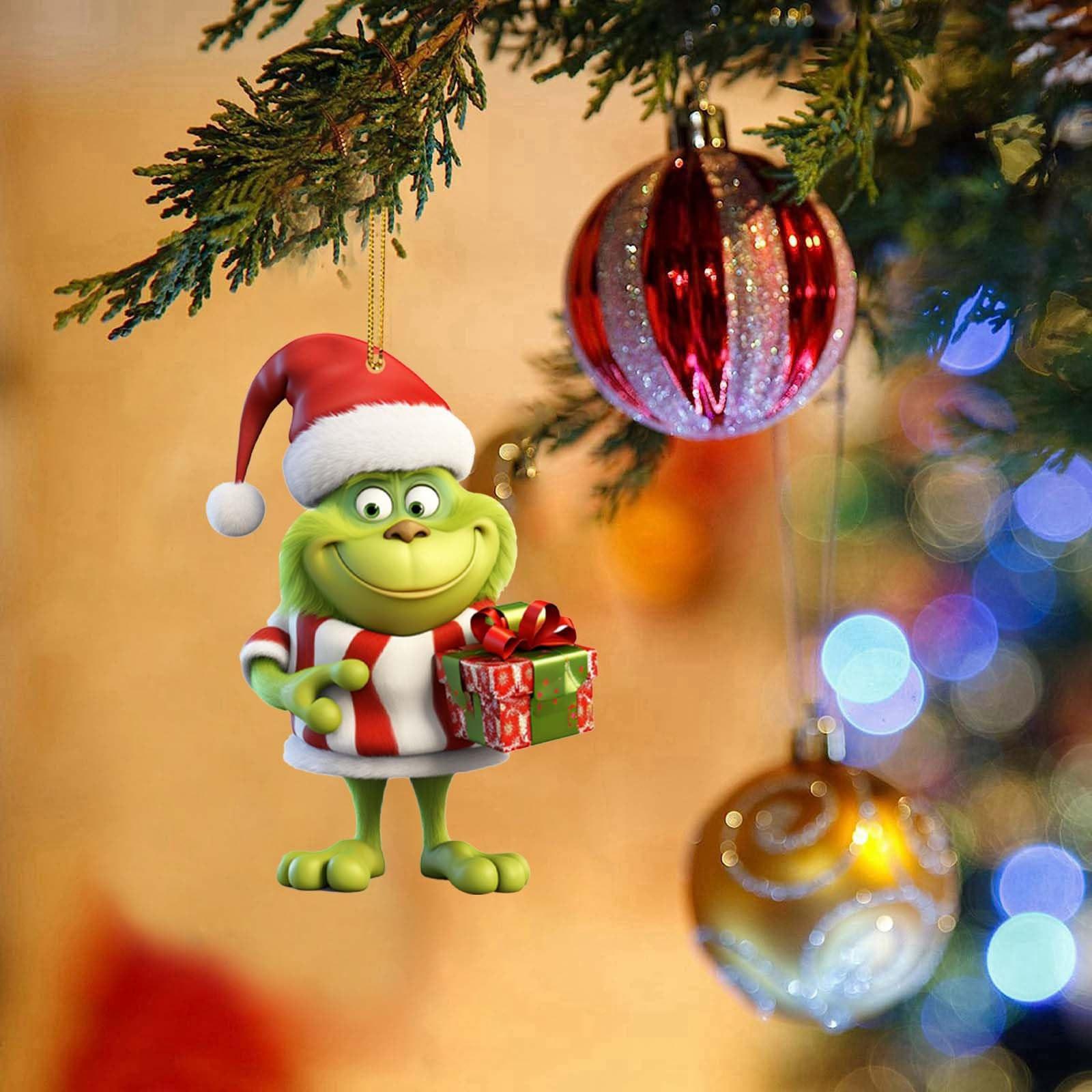 

Рождественские акриловые зеленые украшения, акриловые плоские подвесные украшения для рождественской елки, односторонняя печатная подвеска для дерева / автомобиля / рюкзаков 2D плоская One Size