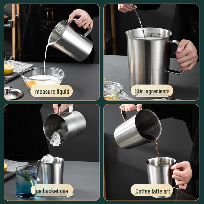 Ru Han 304 Stainless Steel Measuring Cup with Scale and Lid