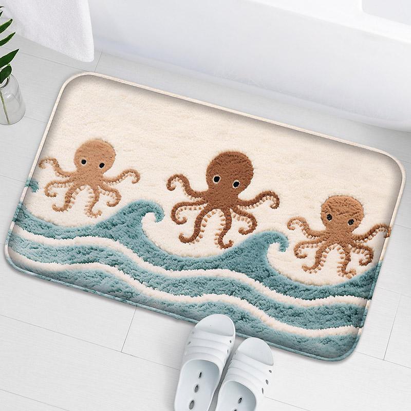 

Octopus pattern anti slip floor mat, household absorbent foot mat, decorative mat, bathroom small carpet, soft and comfortable 40cm x 60cm